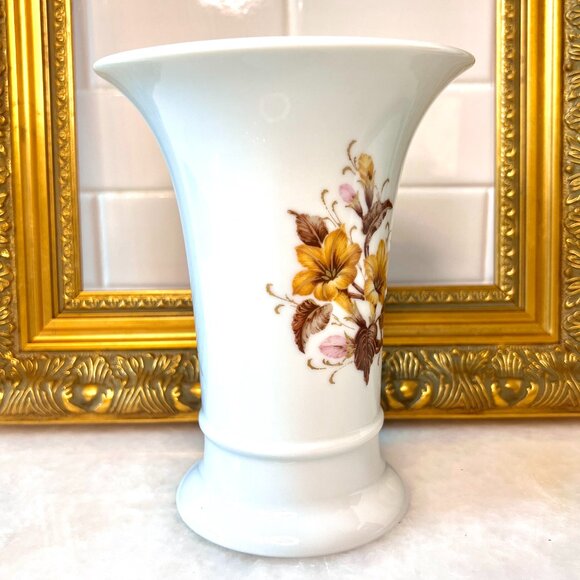 KAISER - Vintage 1960's Gold, Browns Floral Arlette Vase - West German, MCM - Picture 3 of 9